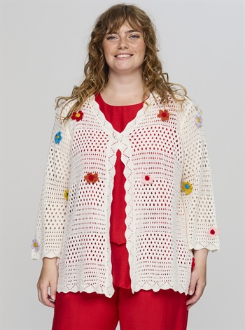 Studio - Amaya hæklet cardigan, Hvid